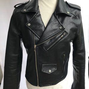 Black Vegan Leather Moto Jacket